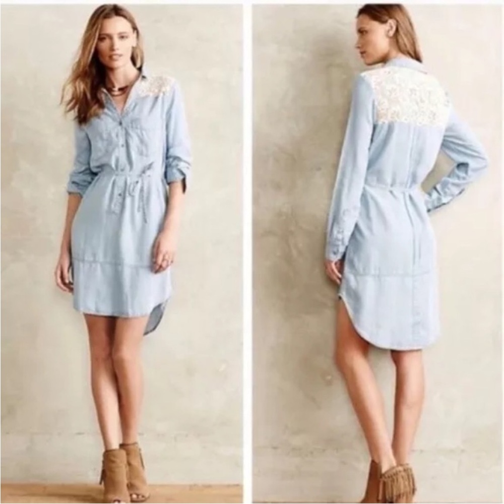 Holding Horses blue dress with lace detail
